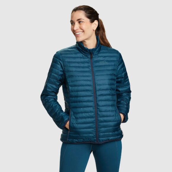 Eddie Bauer Microlight 650 Down Puffer Jacket Womens Size 2XL Teal Packable - Picture 1 of 10